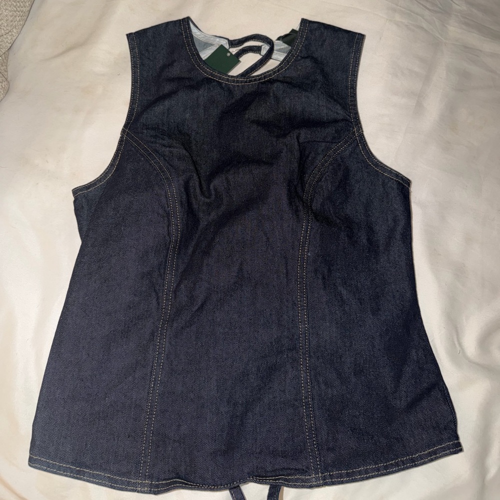 Women's Dark Blue Denim Sleeveless Shell Top